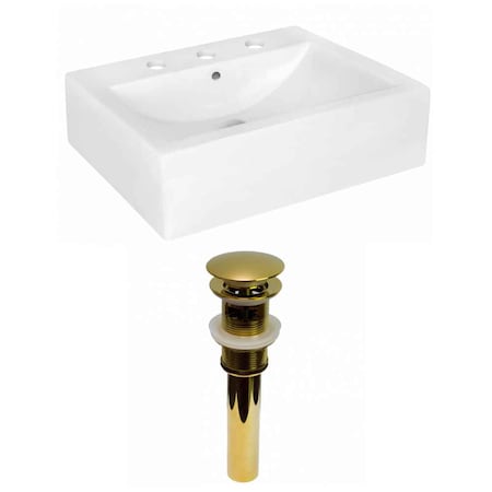 20.25-in. W Above Counter White Vessel Set For 3H8-in. Center Faucet